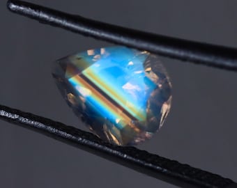 Polished Faceted Rainbow Moonstone • Natural Blue Fire Gemstone