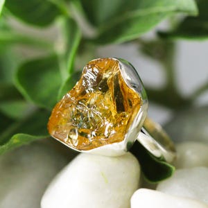 Citrine Ring for Her • Raw Gemstone Jewelry • Natural Yellow Crystal Ring • November Birthday Gift • Bohemian Ring