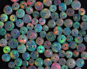 Welo Ethiopian Opal Beads, Multi Fire Rondelle Beads (3-4.5mm)