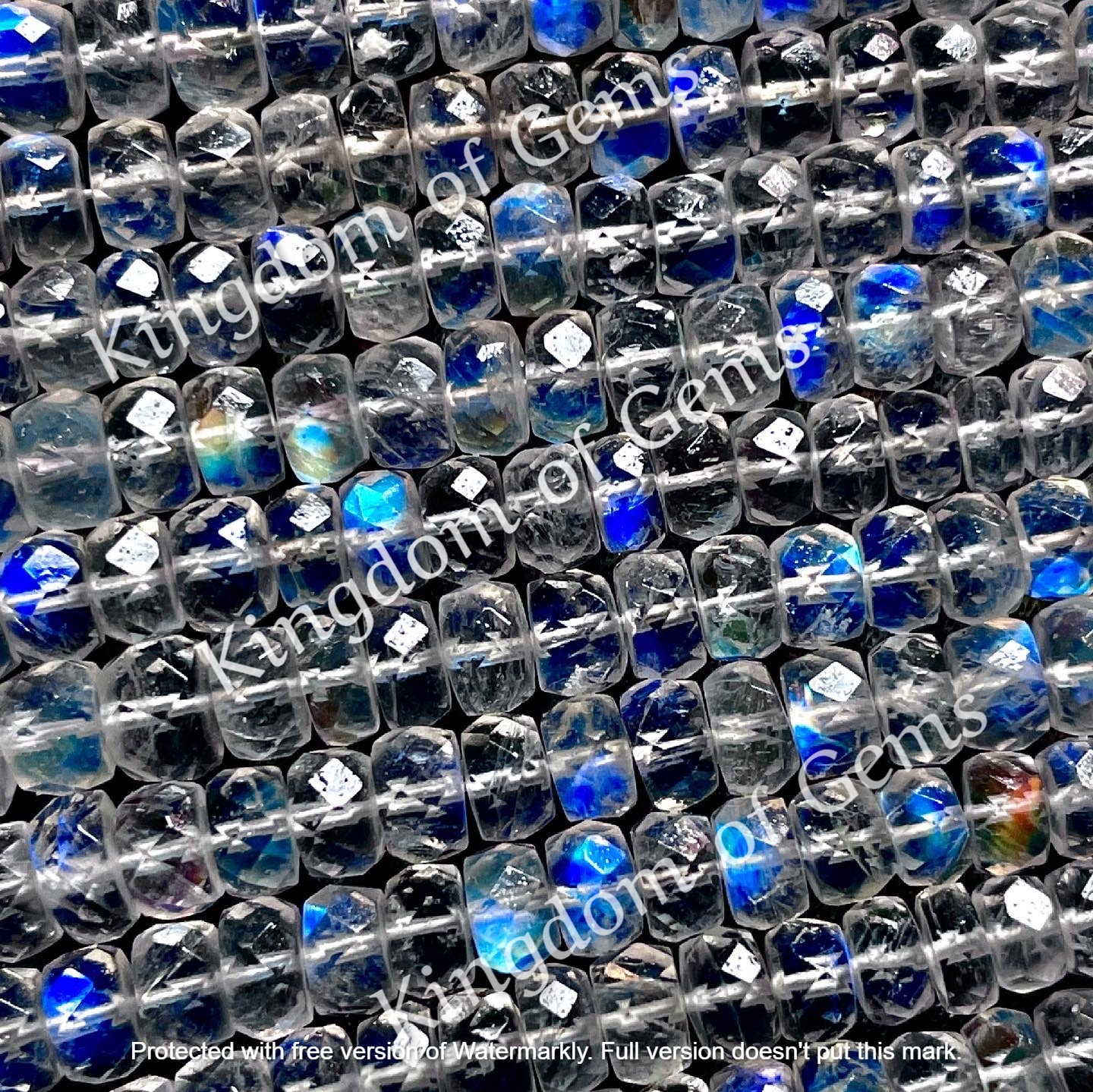 Rainbow Moonstone faceted beads strand AAA++ high quality hand faceted moonstone ( also called - blue moonstone / white labradorite )