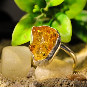 Boho Citrine Ring • Raw Crystal Jewelry • November Birthstone Gift • Handmade Citrine Ring • Nature Inspired Jewelry