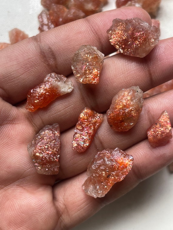 5pieces natural raw sunstone rough gemstone African sunstone crystal July/Zodiac birthstone natural shimmering glittery property