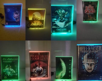 Upcycled DVD Case-Horror Neon Dvds, Multicolour Neon Nightlight, Dvd,Tablelamp, Any Movie Made to Order