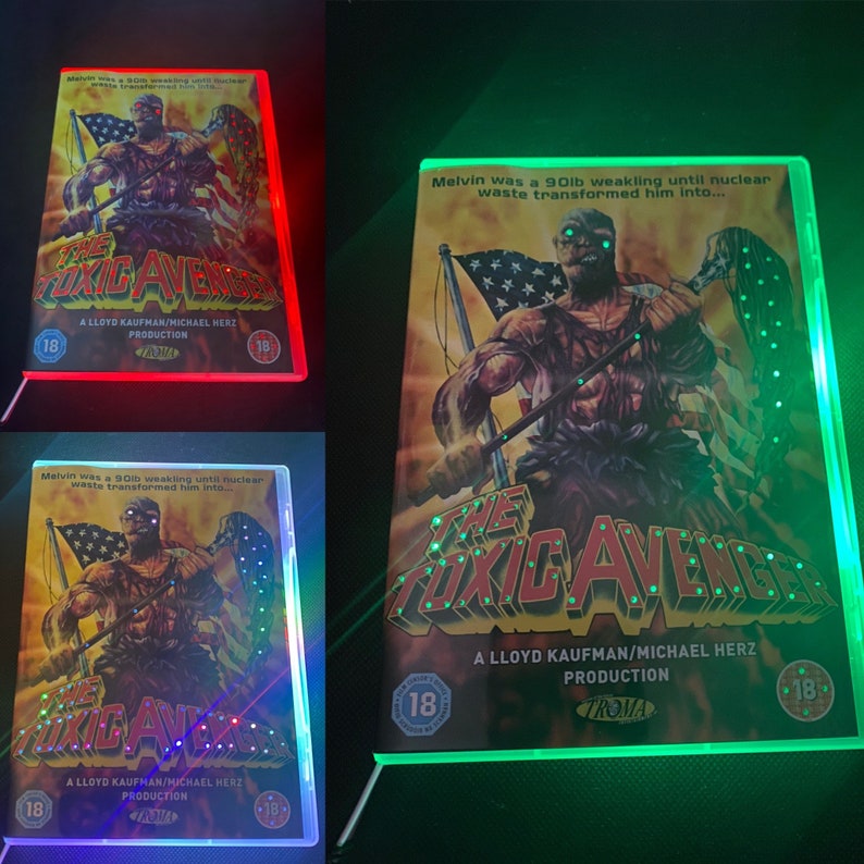 Upcycled,Toxic Avenger, Multicolour Neon Nightlight, Dvd,Horror, Any Movie Made to Order image 1