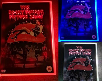 Upcycled DVD Case-Desk lamp-Night light-Rocky Horror Picture Show -Horror Decor-Upcycled-Horror Movie-Neon-Led-Musical