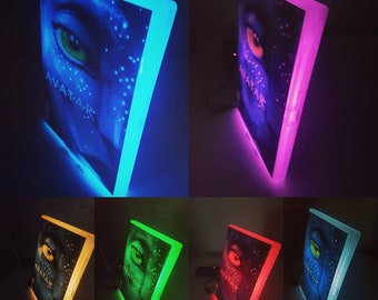 Upcycled DVD Case-lamp-Desk lamp-Night light-Avatar-Sci fi Decor-Upcycled- Movies-Neon-Led