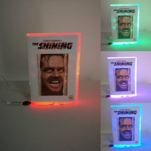 Upcycled DVD Case-lamp-Desk lamp-Night light-The Shining-Horror Decor-Upcycled-Horror Movie-Neon-Led-Stephen King