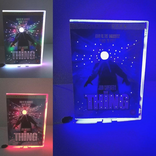 Upcycled DVD Case,The Thing Multicolour Nightlight,Horror Movies,Horror  Dvd,Halloween,Preowned,Desklamp,Tablelamp