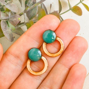 Simple unique stud earrings, turquoise modern studs, minimalist blue earrings, sustainable gifts for her Turquoise