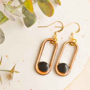 Abstract modern dangle earrings, simple long earrings, geometric bold dangly, statement minimalist jewelry handmade Black