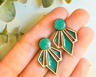 Vintage art deco style earrings, modern geometric stud earrings, unique handmade gifts for her