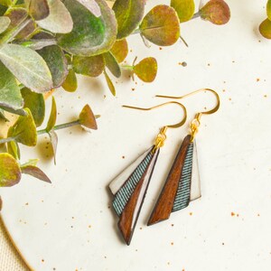 Long boho modern dangle earrings and fashion wood jewelry