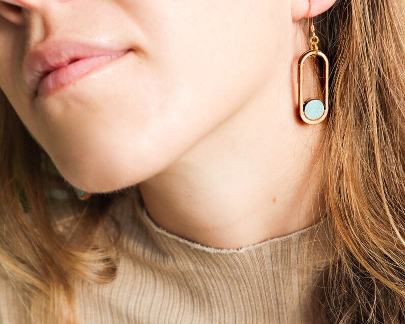 Abstract modern dangle earrings, simple long earrings, geometric bold dangly, statement minimalist jewelry handmade image 7