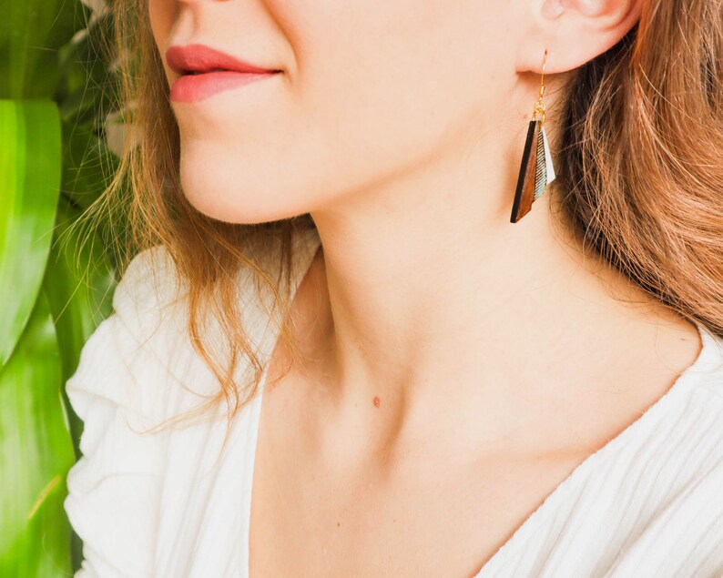 Boho fashion dangle earrings and natural wood earrings