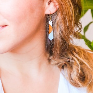 Sustainable wood earrings and modern jewelry her