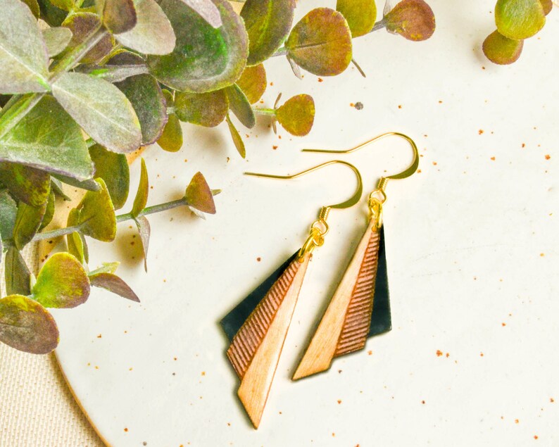 Geometric boho dangle earrings and unique handmade gift for women