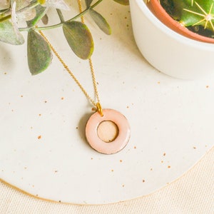 Dainty Gold wood necklace, Essential Oil diffuser necklace, aromatherapy jewelry, meditation gifts for women Pink