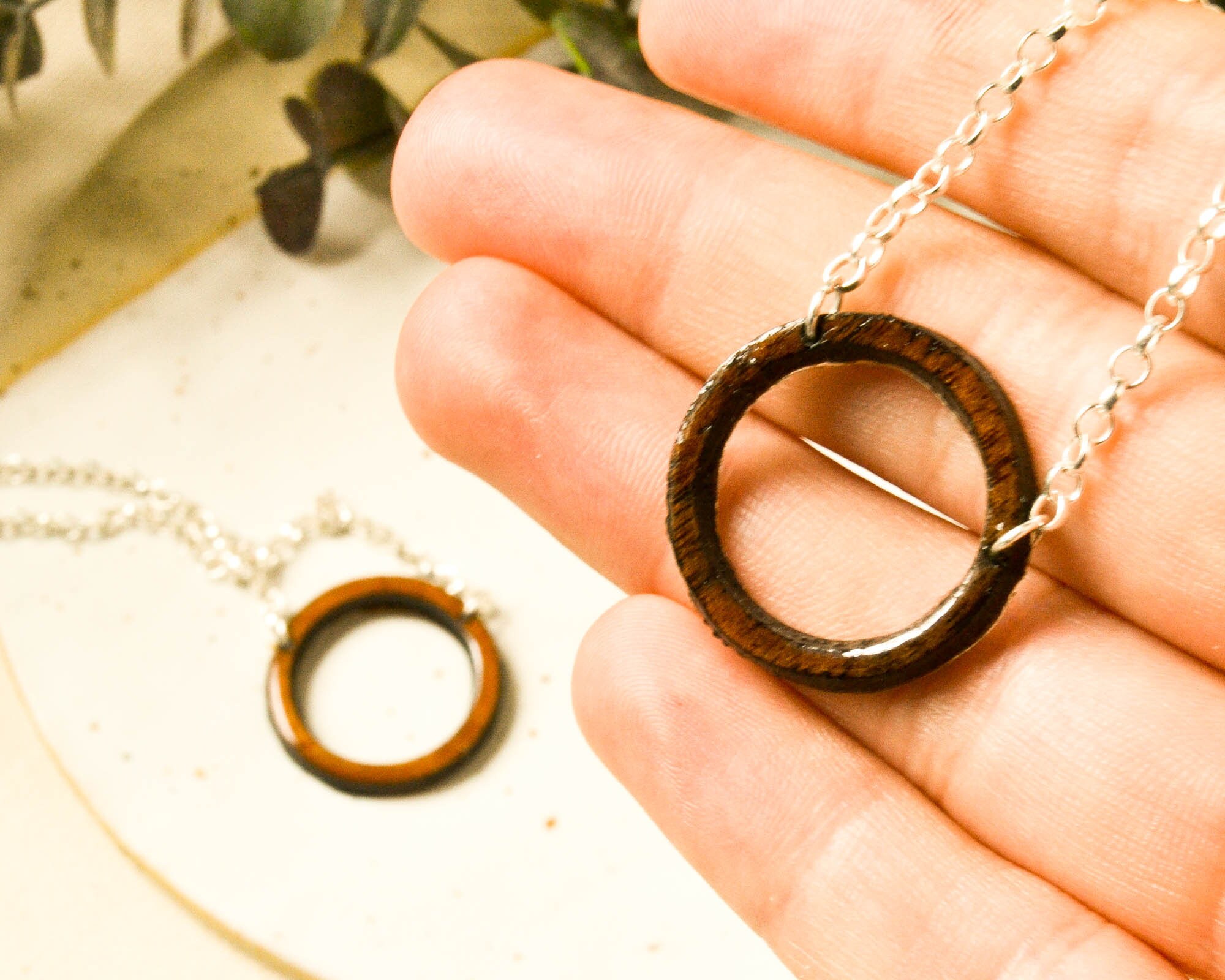 Wooden circle shop necklace