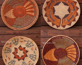 Woven Palm Leaf Bowl: Boho Rustic Wall Decor, Fruit, Bread Storage