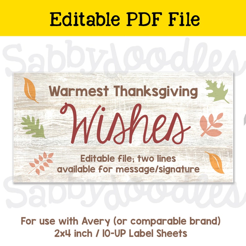 Thanksgiving Pie Label for Printing on Avery Label Sheets 2x4 - Etsy