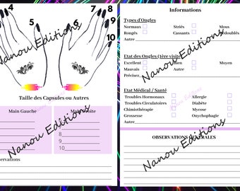 CUSTOMER SHEET for Manicurist or Nail Technician