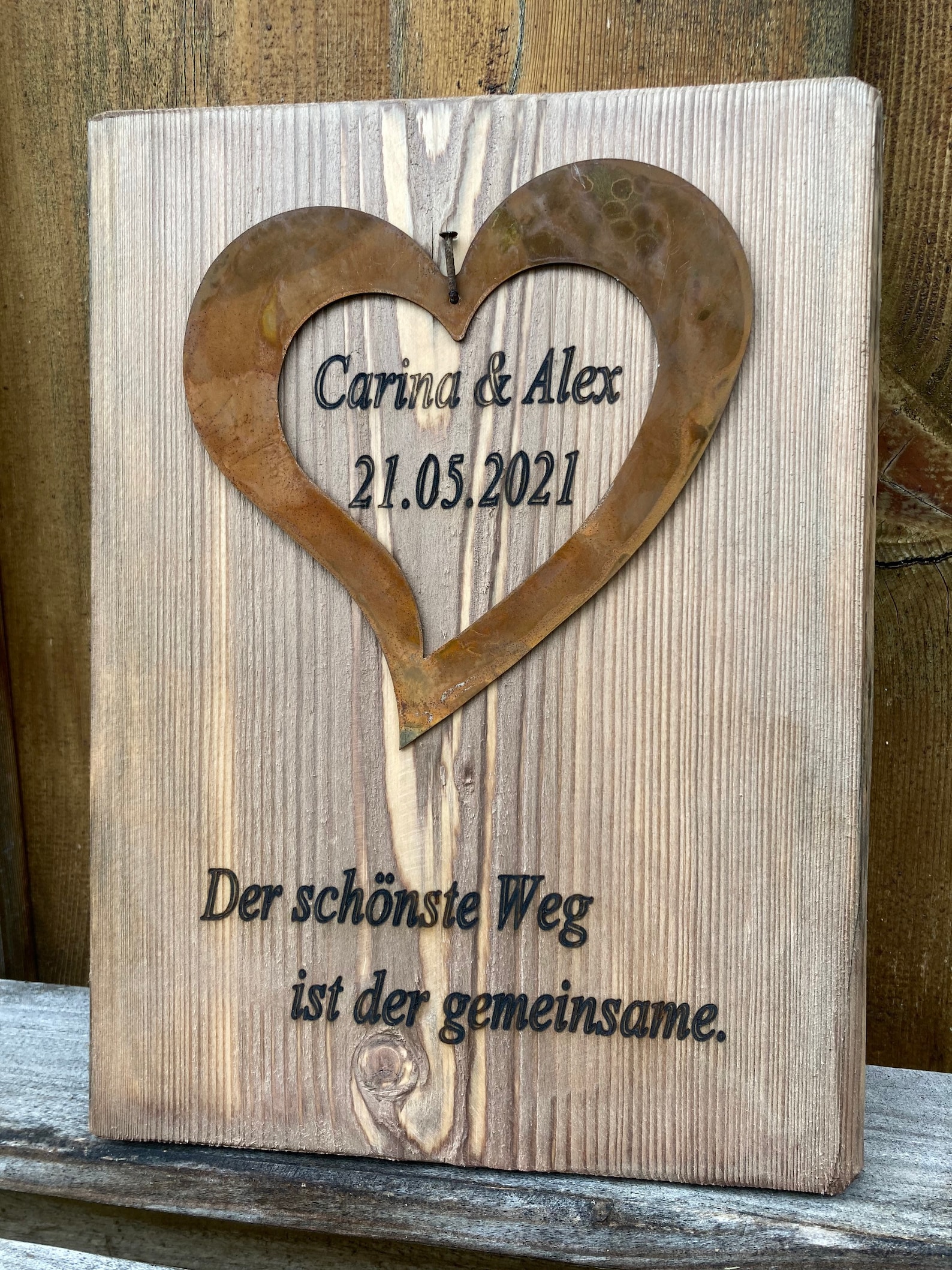 Hochzeitsgeschenk Spruch und Rost Herz auf gehobelten Etsy