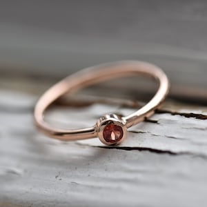 Minimalist 14k Gold Stacking Ring with Padparadscha Sapphire