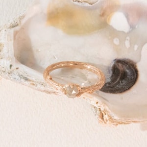 Twig Salt and Pepper Diamond  Ring | Solid Gold  Ring With Gray Diamond
