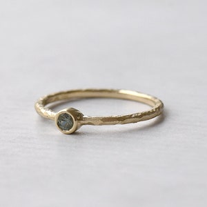 Green Sapphire Minimalist Solid Gold Ring | Stacking 14k Gold Sapphire Ring