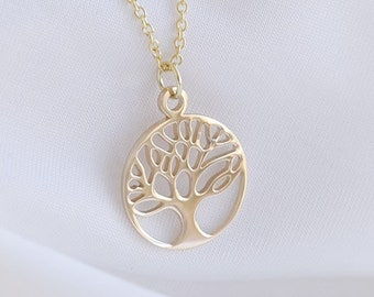 Tree of Life Solid Gold Necklace | 14k Gold Tree of Life Pendant | Yoga Necklace