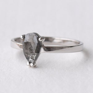 Pear Salt and Pepper Diamond Gold Ring
