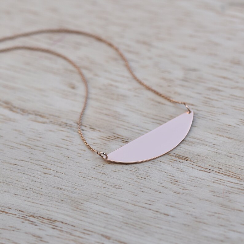 Half Circle Gold Necklace Solid 14k Gold Half Moon Necklace