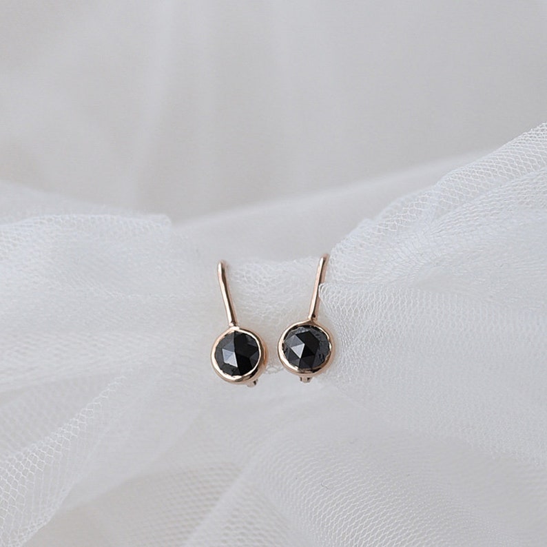 Black diamond leverback earrings Clearance