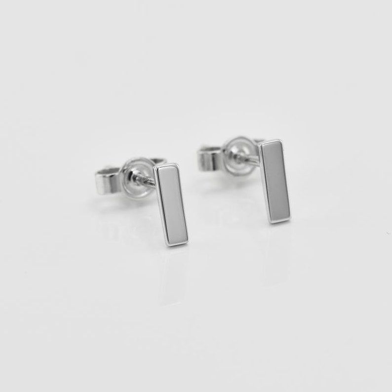 Solid Gold Bar Earrings 14k Gold Stud earrings