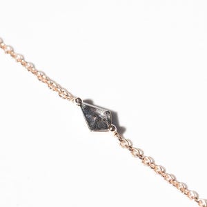 Dainty Necklace with Kite Salt and Pepper Diamond | Solid 14k or 18k Gold Necklace with Gray Diamond | Platinum Minimalist Kite Necklace