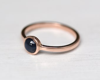 Star Sapphire 14k Gold Ring | Natural Star Sapphire Ring | Cabochon Sapphire Ring