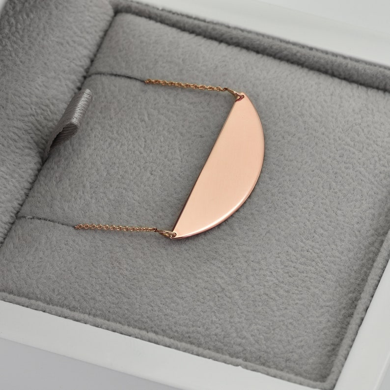 Half Circle Gold Necklace Solid 14k Gold Half Moon Necklace