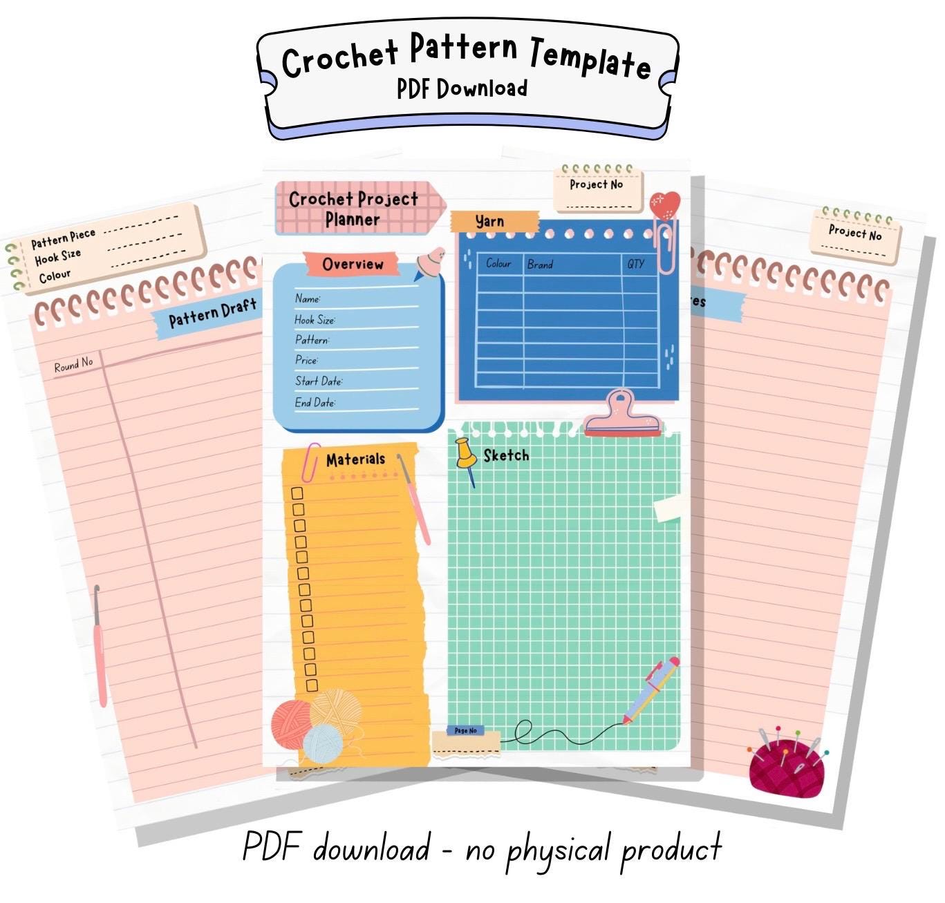 Crochet Pattern Template PDF Digital Download - Etsy