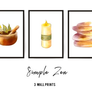 Simple Zen Wall Print, Wellness Art Digital Download, Herbs essential oil Large Printable  Illustration, Meditation, zen set, spa picture