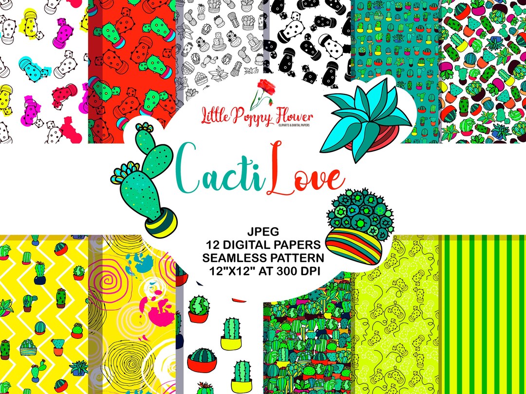 Succulent Digital Paper, Cactus Craft Supplies, Scrapbooking Kit ...