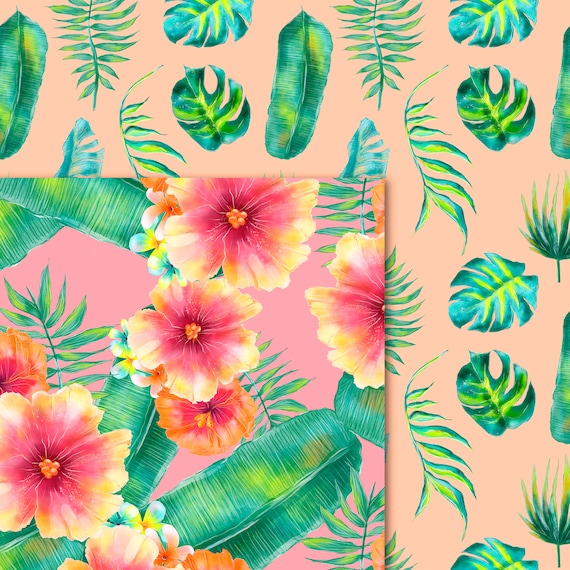 Tropical Floral Scrapbooking Papers - Love Paper Crafts