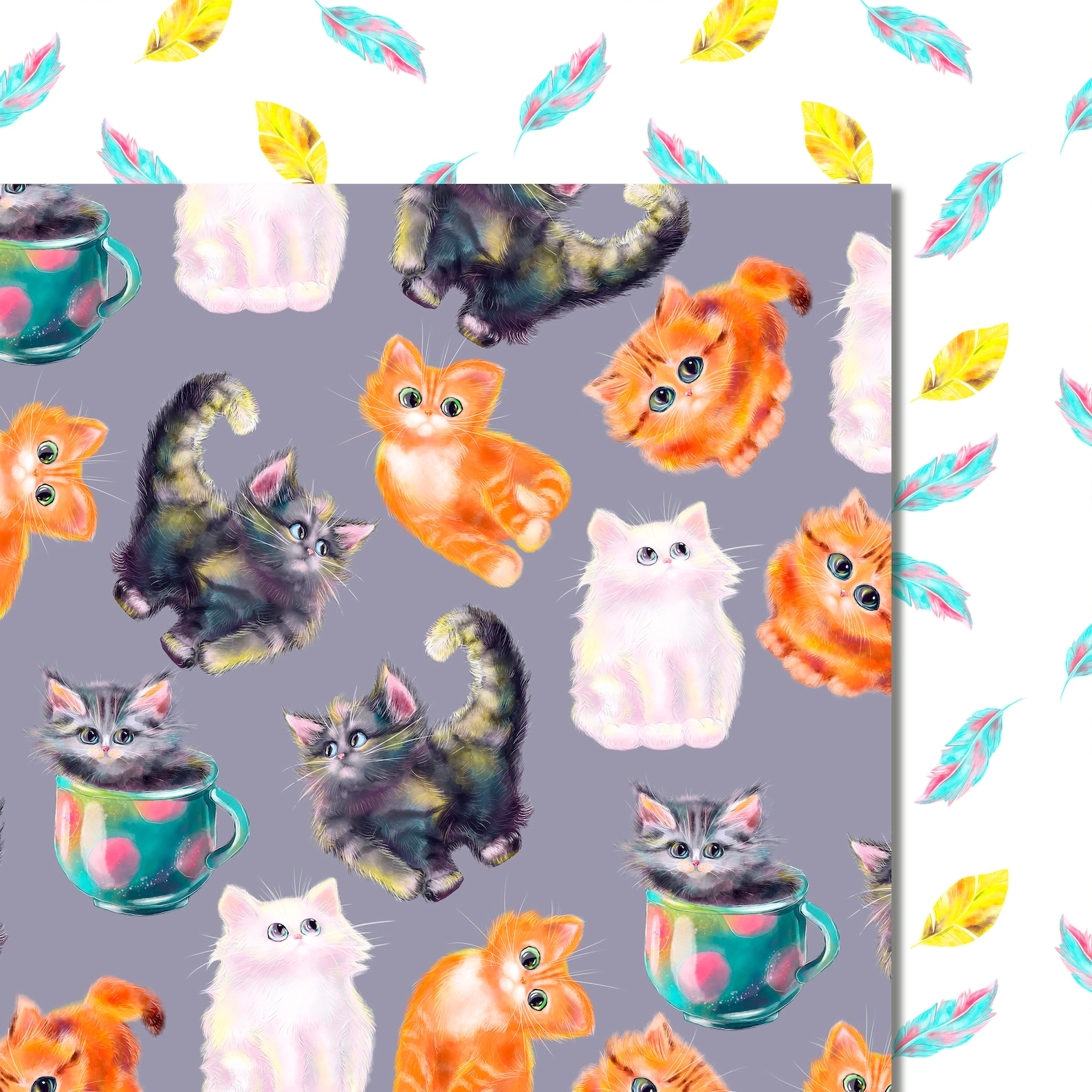Cute Kittens Digital Paper Pack, Scrapbook Papers, Cat Scrapbook, Pet