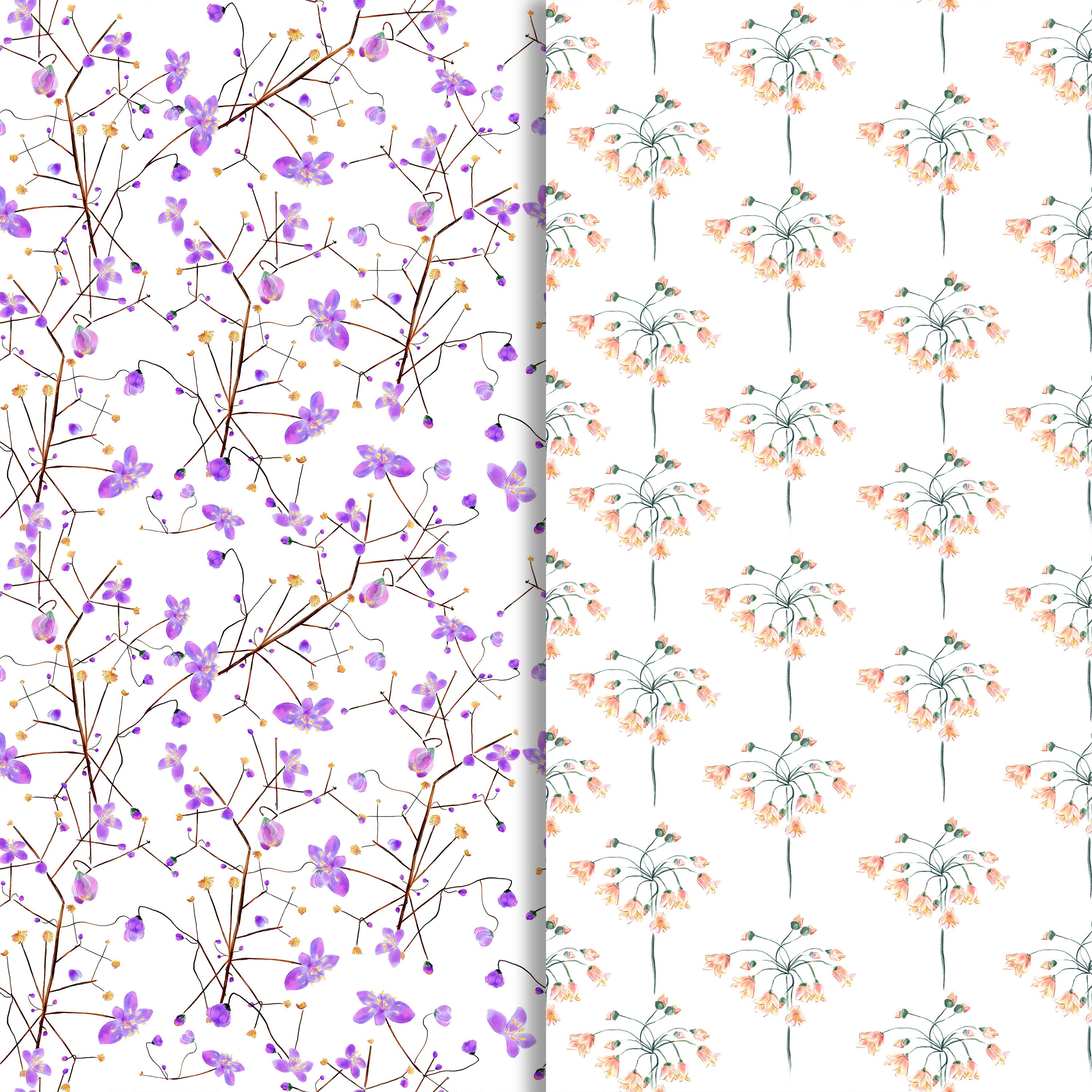Spring Flower Paper Pack, Scrapbook Papers, Scrapbooking Kit, Digital
