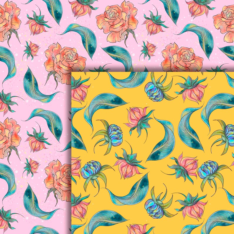 Flower Digital Paper Pack, Scrapbook Papers, Scrapbook Kit, Digital ...
