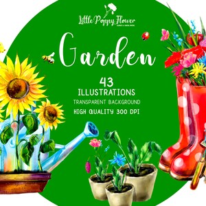 Garden digital PNG pack, Scrapbook kit, instant download, flower printable, garden tools clip art, floral image, gardening clipart, Planner