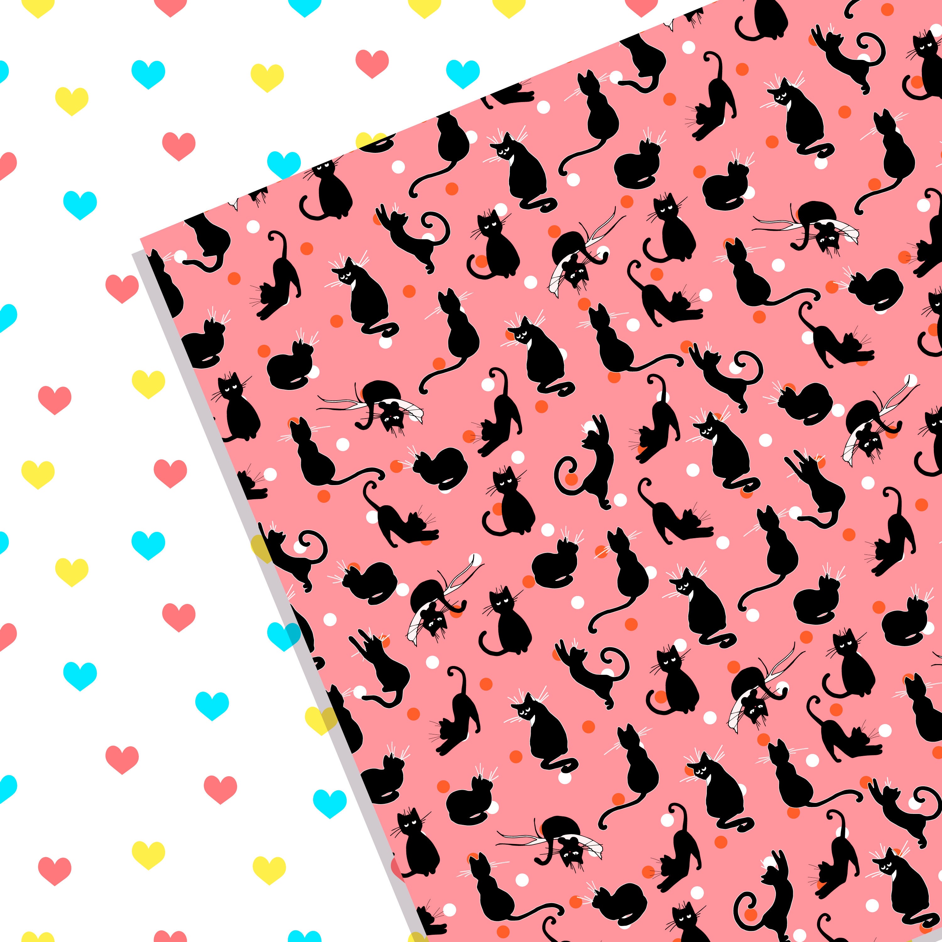 Magic Cat Digital Paper Pack, Scrapbook Background, Kitty Patterns