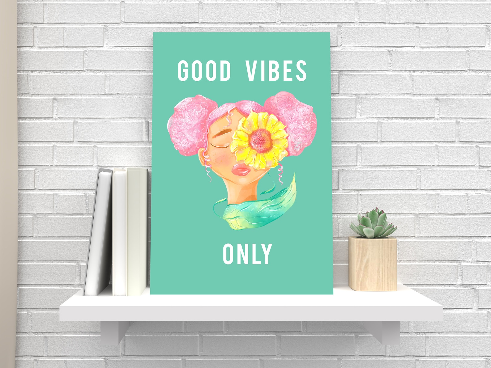 Good Vibes Wall Print Flower Girl Art Digital Download Black Etsy Sweden