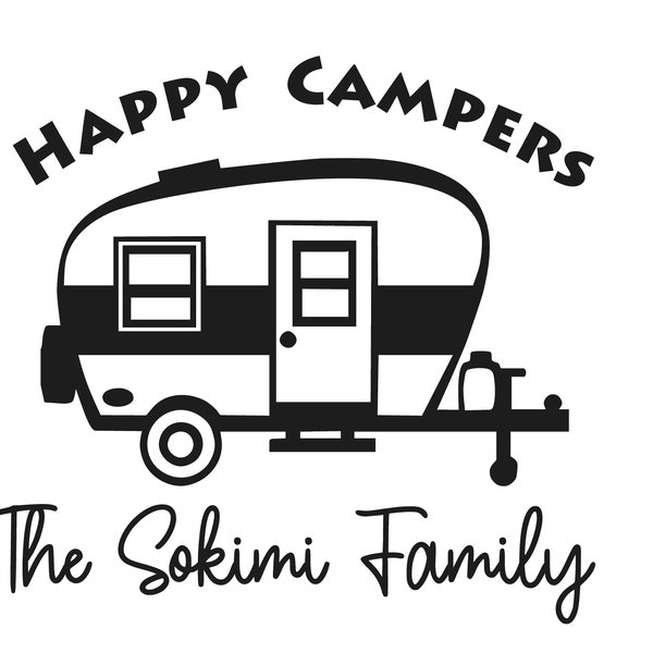 Aangepaste Happy Camper-sticker