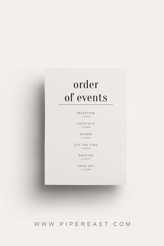 Wedding Programs Sign Modern Wedding Timeline Template Etsy