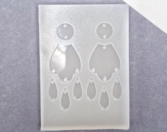 Molde de resina para pendientes colgantes, molde de silicona epoxi con forma de hojas, molde geométrico para colgantes, molde flexible de epoxi, molde duradero con agujeros, molde para hacer joyas